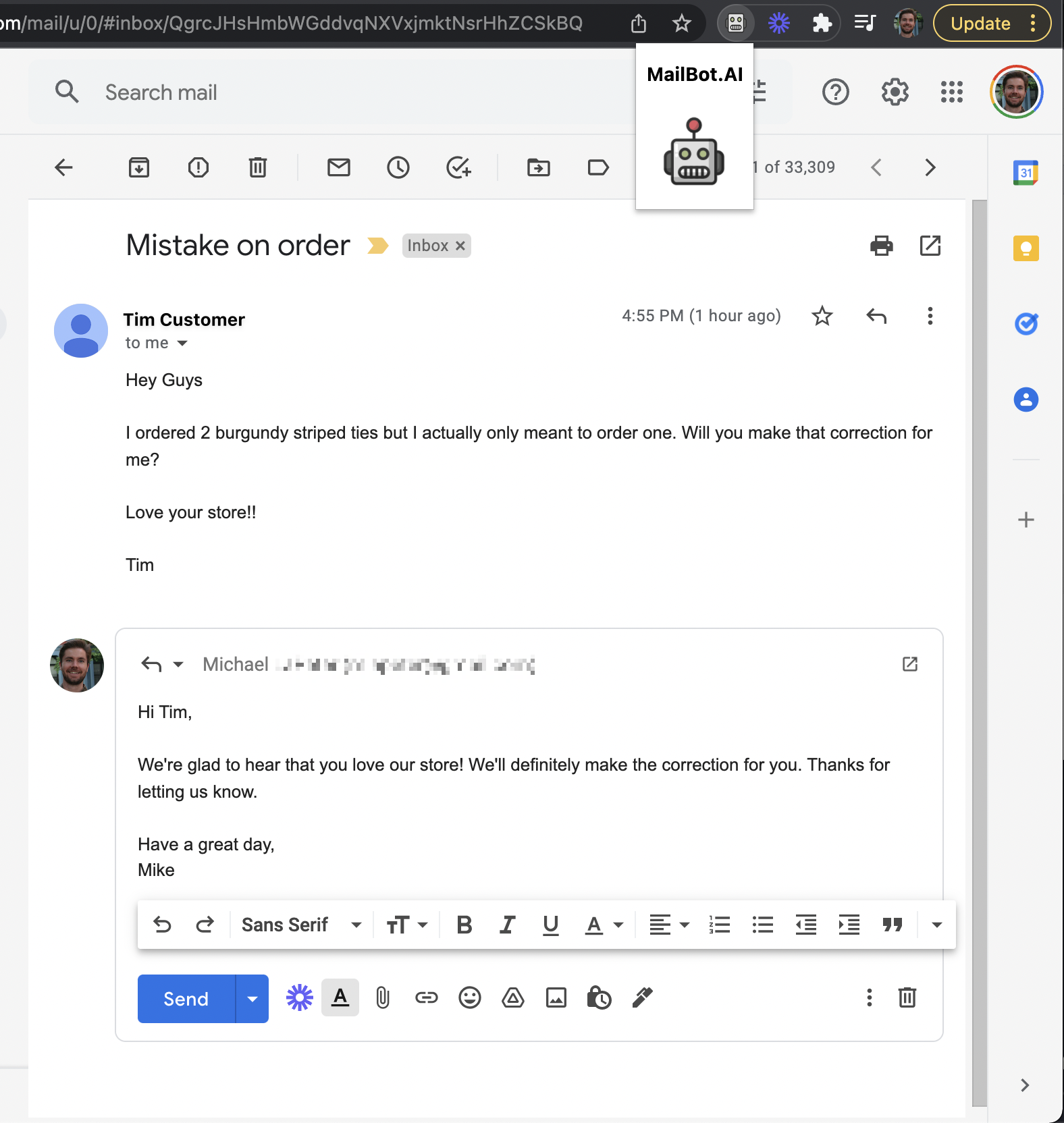 MailBot AI email writing assistant